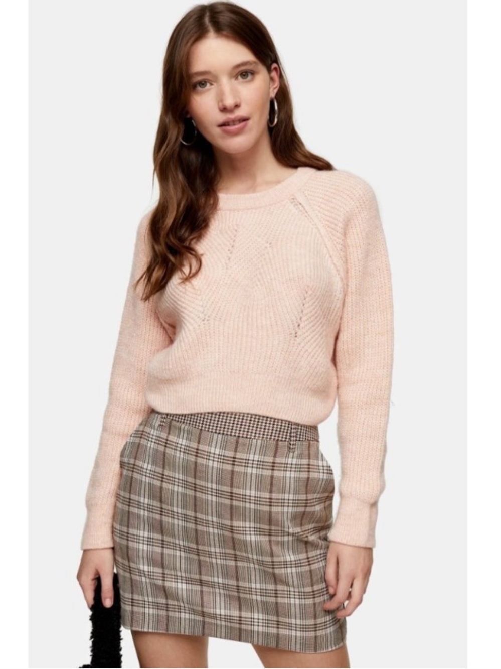 Topshop Jojo Mixed Plaid patchwork Glen check Houndstooth Mini Skirt tailored 8